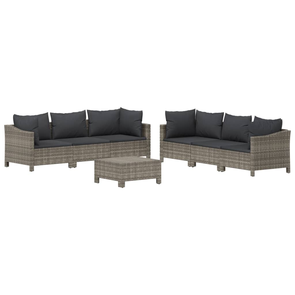 Set Divani da Giardino 7 pz con Cuscini in Polyrattan Grigio 3187266