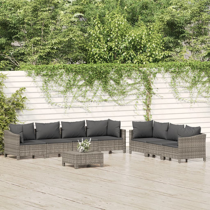 Set Divani da Giardino 8 pz con Cuscini in Polyrattan Grigiocod mxl 100618