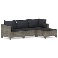 Set Divani da Giardino 4 pz con Cuscini in Polyrattan Grigio 3187269