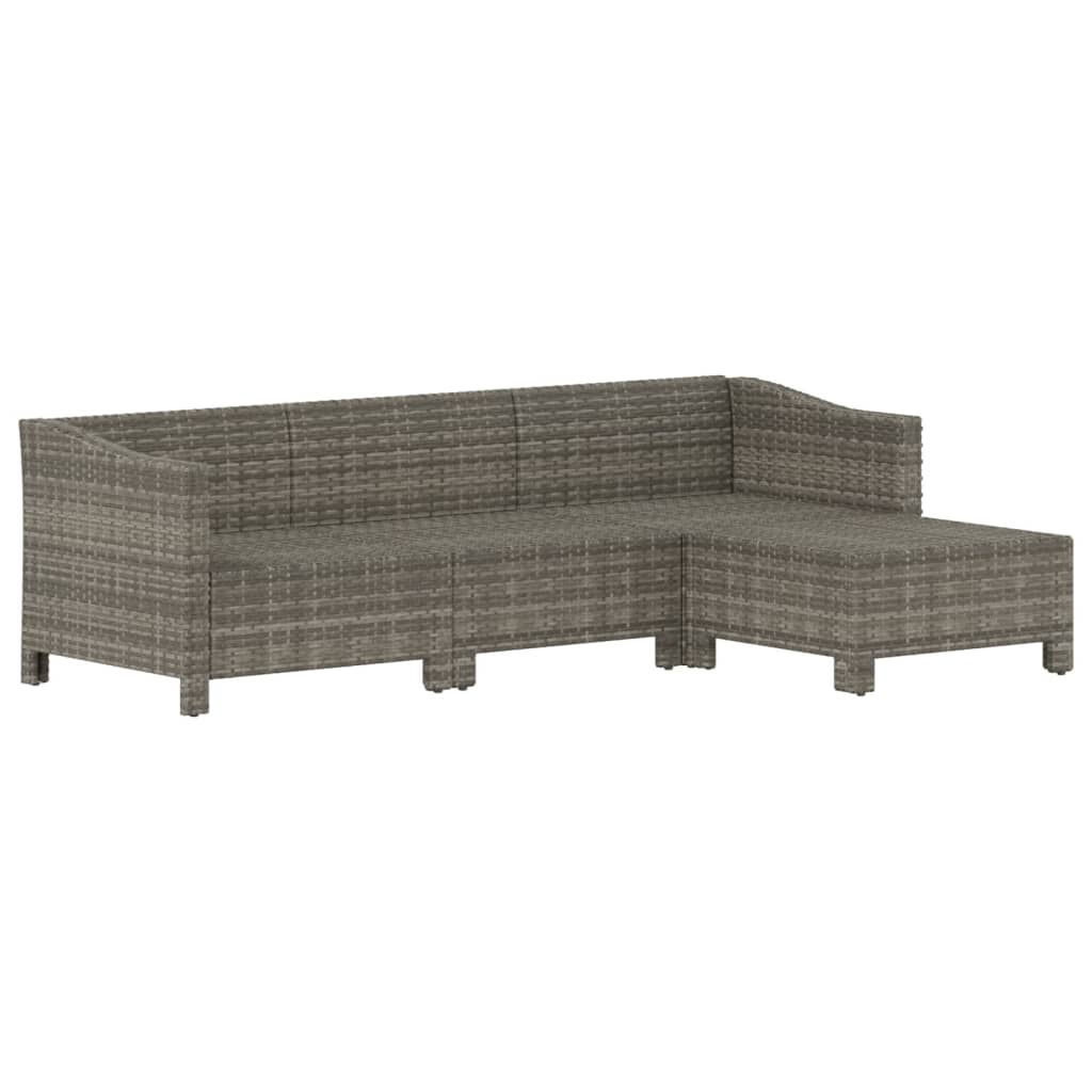 Set Divani da Giardino 4 pz con Cuscini in Polyrattan Grigio 3187269