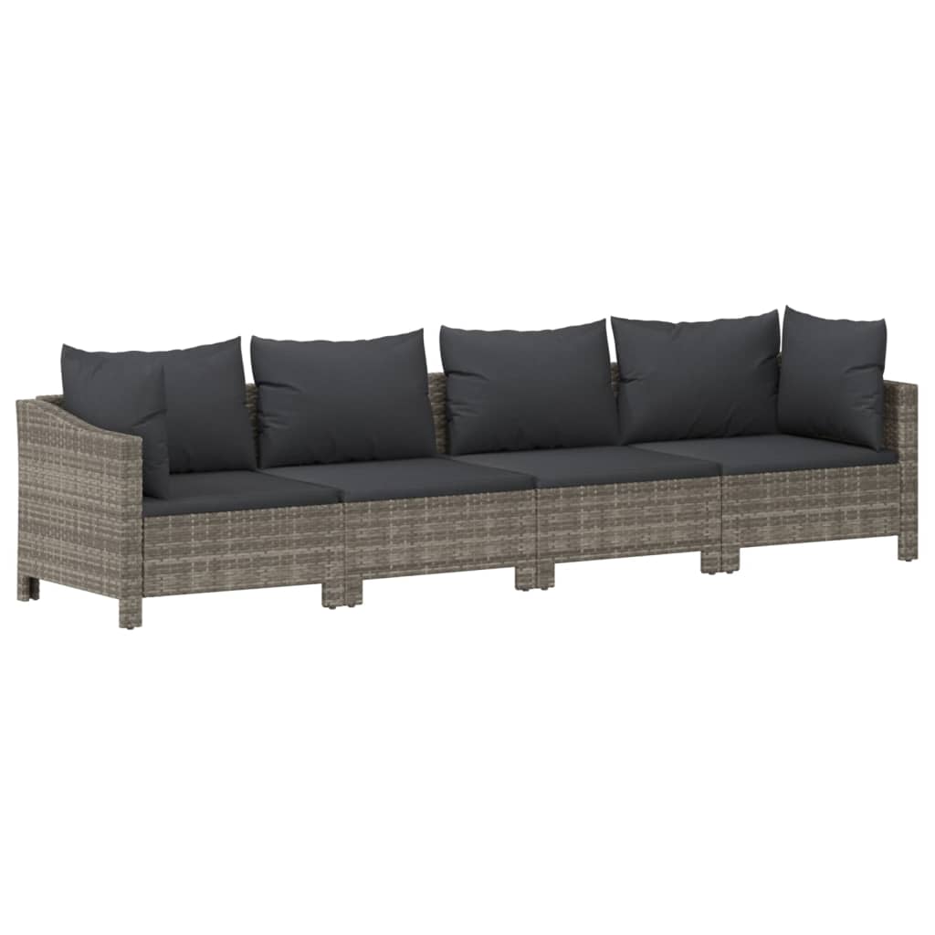 Set Divani da Giardino 6 pz con Cuscini in Polyrattan Grigio 3187271