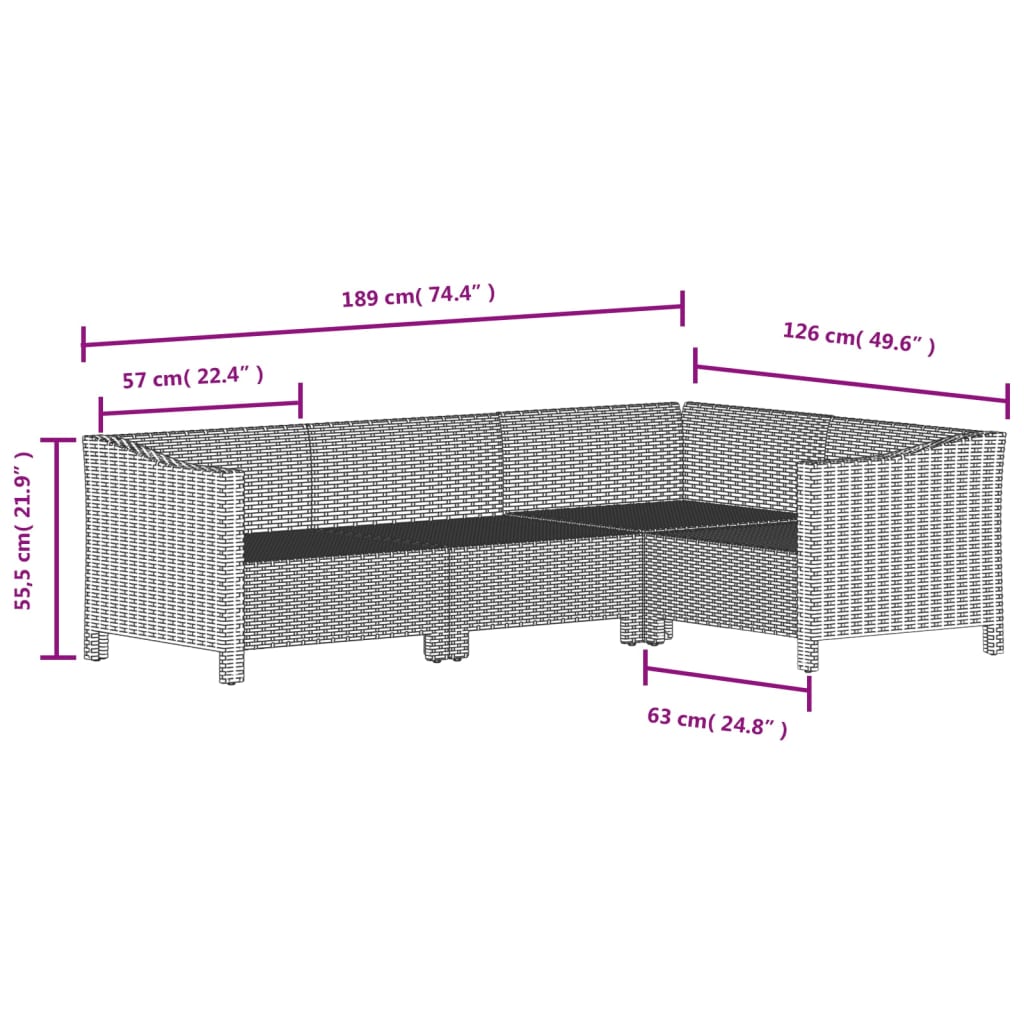 Set Divani da Giardino 4 pz con Cuscini in Polyrattan Grigio 3187272