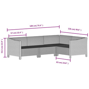 Set Divani da Giardino 4 pz con Cuscini in Polyrattan Grigio 3187272