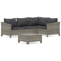 Set Divani da Giardino 5 pz con Cuscini in Polyrattan Grigio 3187273