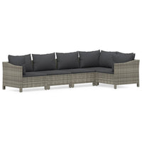 Set Divani da Giardino 5 pz con Cuscini in Polyrattan Grigio 3187274