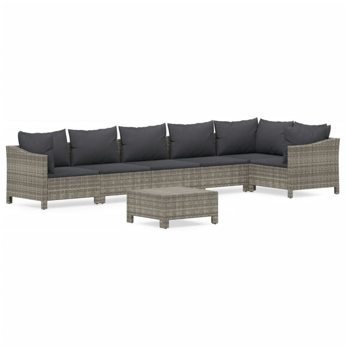 Set Divani da Giardino 7 pz con Cuscini in Polyrattan Grigio 3187277