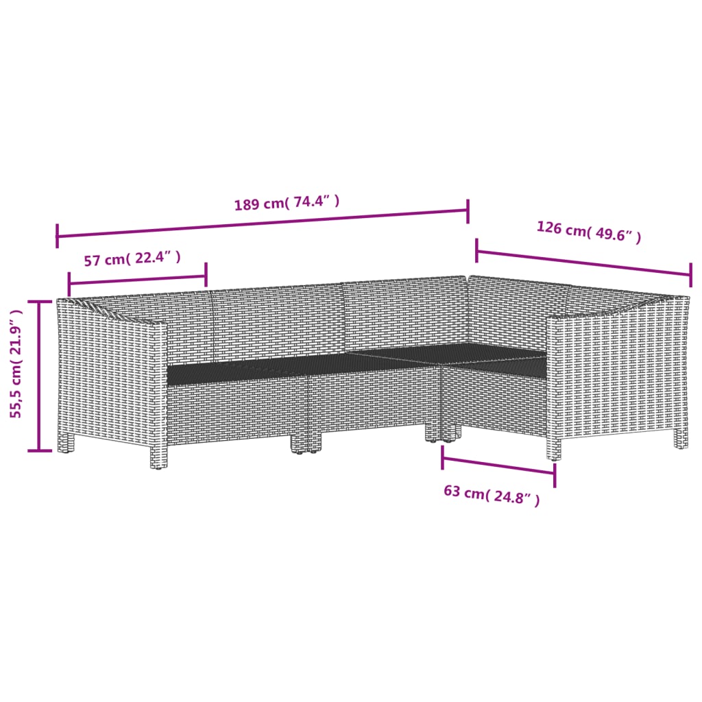 Set Divani da Giardino 7 pz con Cuscini in Polyrattan Grigio 3187277