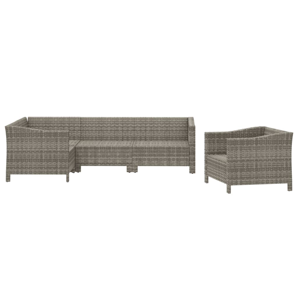 Set Divani da Giardino 5 pz con Cuscini in Polyrattan Grigio 3187280