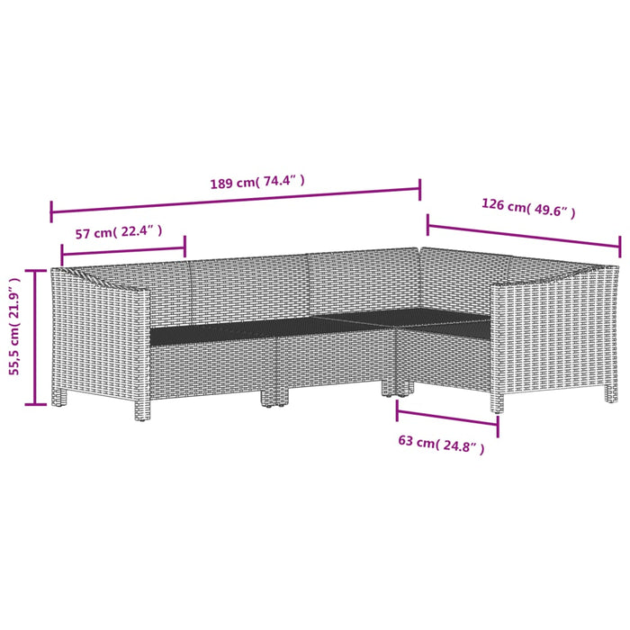 Set Divani da Giardino 5 pz con Cuscini in Polyrattan Grigio 3187280