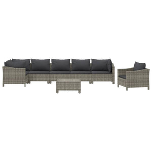 Set Divani da Giardino 8 pz con Cuscini in Polyrattan Grigiocod mxl 76659