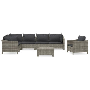 Set Divani da Giardino 8 pz con Cuscini in Polyrattan Grigio 3187287