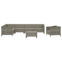 Set Divani da Giardino 8 pz con Cuscini in Polyrattan Grigio 3187287