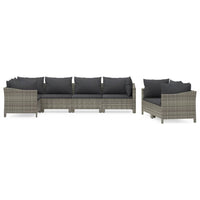 Set Divani da Giardino 7 pz con Cuscini in Polyrattan Grigiocod mxl 124576