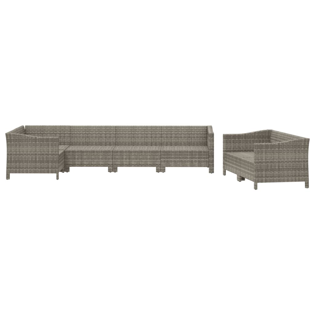 Set Divani da Giardino 7 pz con Cuscini in Polyrattan Grigio 3187288