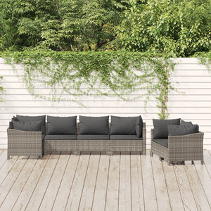 Set Divani da Giardino 7 pz con Cuscini in Polyrattan Grigiocod mxl 124576