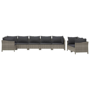 Set Divani da Giardino 8 pz con Cuscini in Polyrattan Grigio 3187289