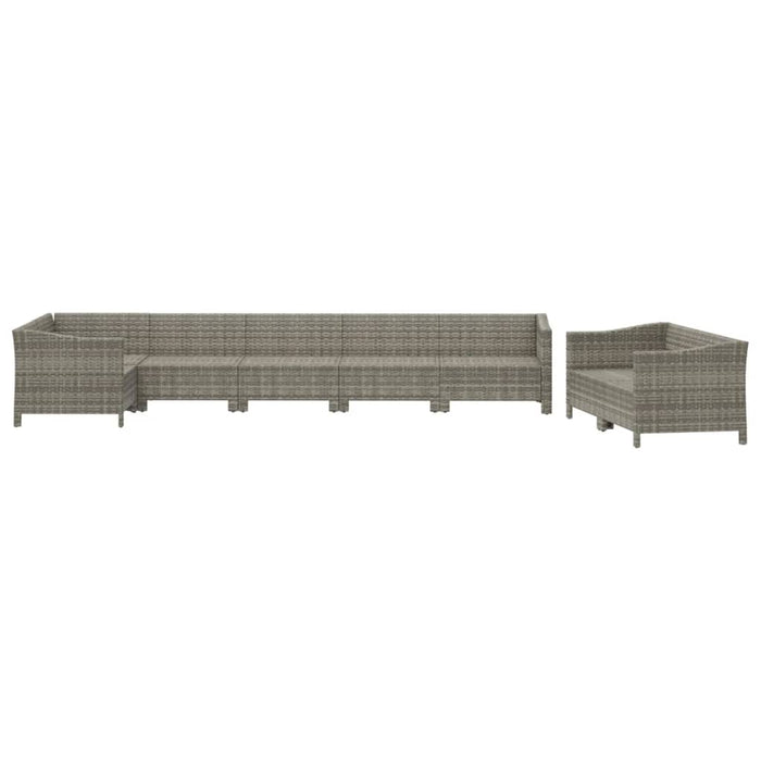 Set Divani da Giardino 8 pz con Cuscini in Polyrattan Grigio 3187289