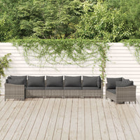 Set Divani da Giardino 8 pz con Cuscini in Polyrattan Grigio 3187289