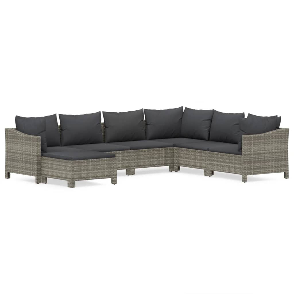 Set Divani da Giardino 7 pz con Cuscini in Polyrattan Grigio 3187296