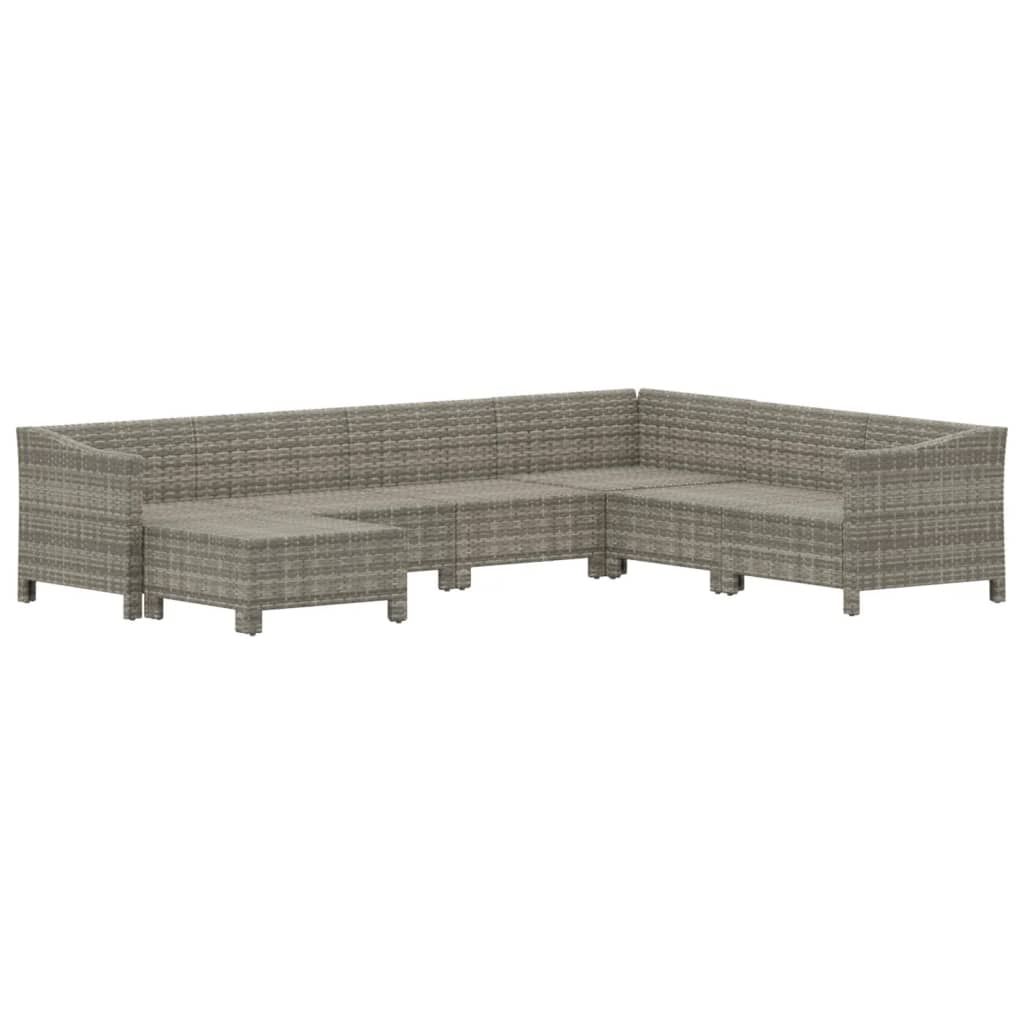 Set Divani da Giardino 7 pz con Cuscini in Polyrattan Grigio 3187296