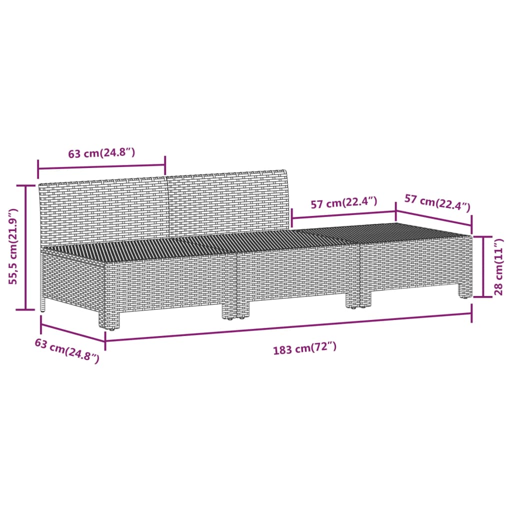 Set Divani da Giardino 7 pz con Cuscini in Polyrattan Grigio 3187296