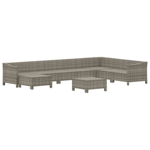 Set Divani da Giardino 9 pz con Cuscini in Polyrattan Grigio 3187299