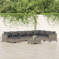 Set Divani da Giardino 9 pz con Cuscini in Polyrattan Grigio 3187299