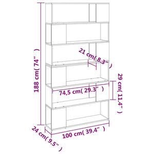 Libreria/Divisorio Rovere Fumo 100x24x188 cm 3187603