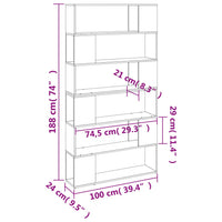 Libreria/Divisorio Grigio Sonoma 100x24x188 cm 3187604