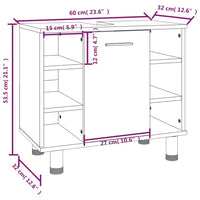 Set Mobili da Bagno 3 pz Grigio Sonoma in Legno Multistrato 3187607