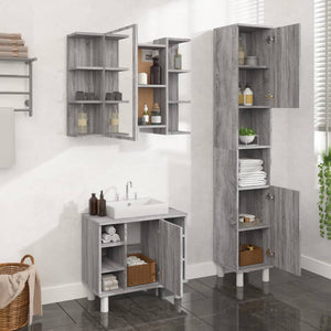 Set Mobili da Bagno 3 pz Grigio Sonoma in Legno Multistrato 3187607