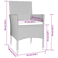 Set da Pranzo da Giardino 5pz con Cuscini in Polyrattan Marrone