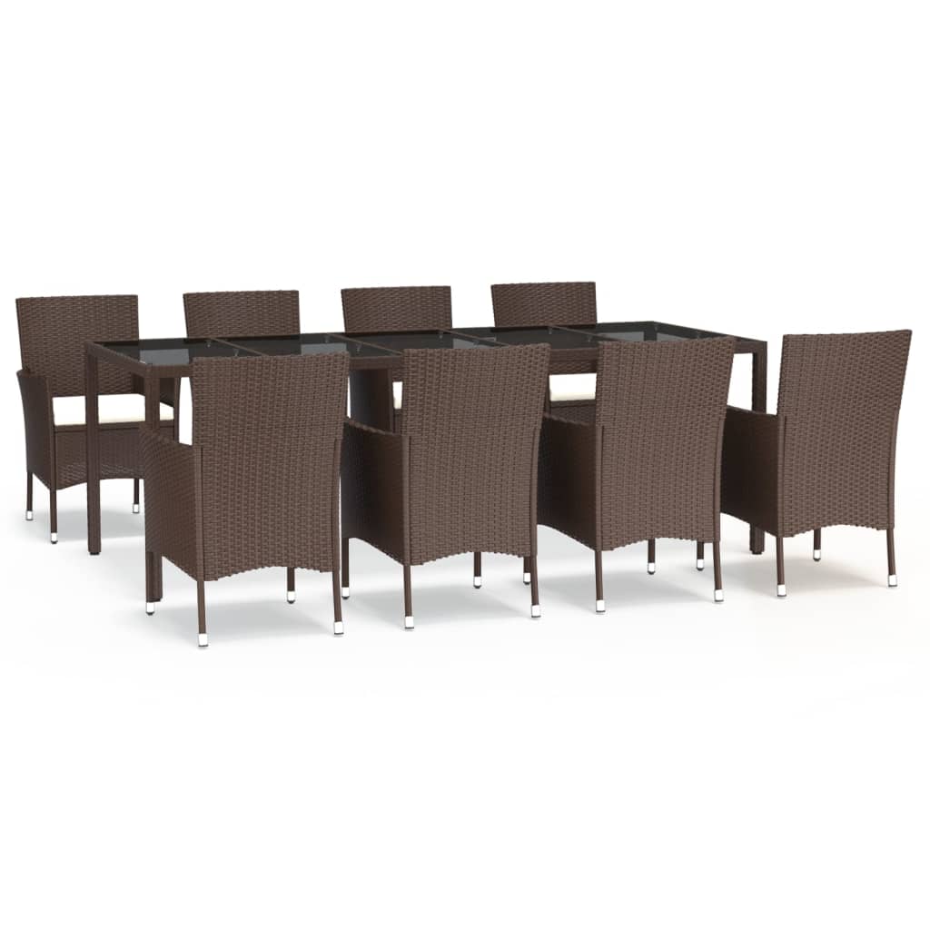 Set da Pranzo da Giardino 9pz con Cuscini Marrone in Polyrattancod mxl 91559