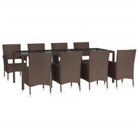 Set da Pranzo da Giardino 9pz con Cuscini Marrone in Polyrattancod mxl 91559