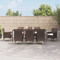 Set da Pranzo da Giardino 9pz con Cuscini Marrone in Polyrattancod mxl 91559