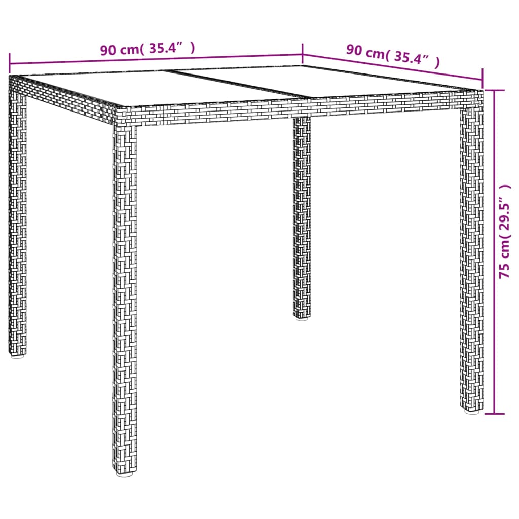 Set da Pranzo da Giardino 3 pz con Cuscini Nero in Polyrattan 3187316