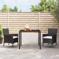 Set da Pranzo da Giardino 3 pz con Cuscini Nero in Polyrattancod mxl 76674