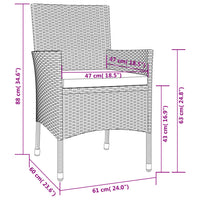 Set da Pranzo da Giardino 5 pz Nero con Cuscini in Polyrattan 3187318