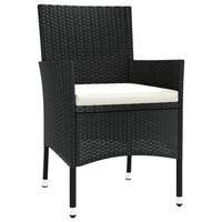 Set da Pranzo da Giardino 7 pz Nero con Cuscini in Polyrattan 3187319