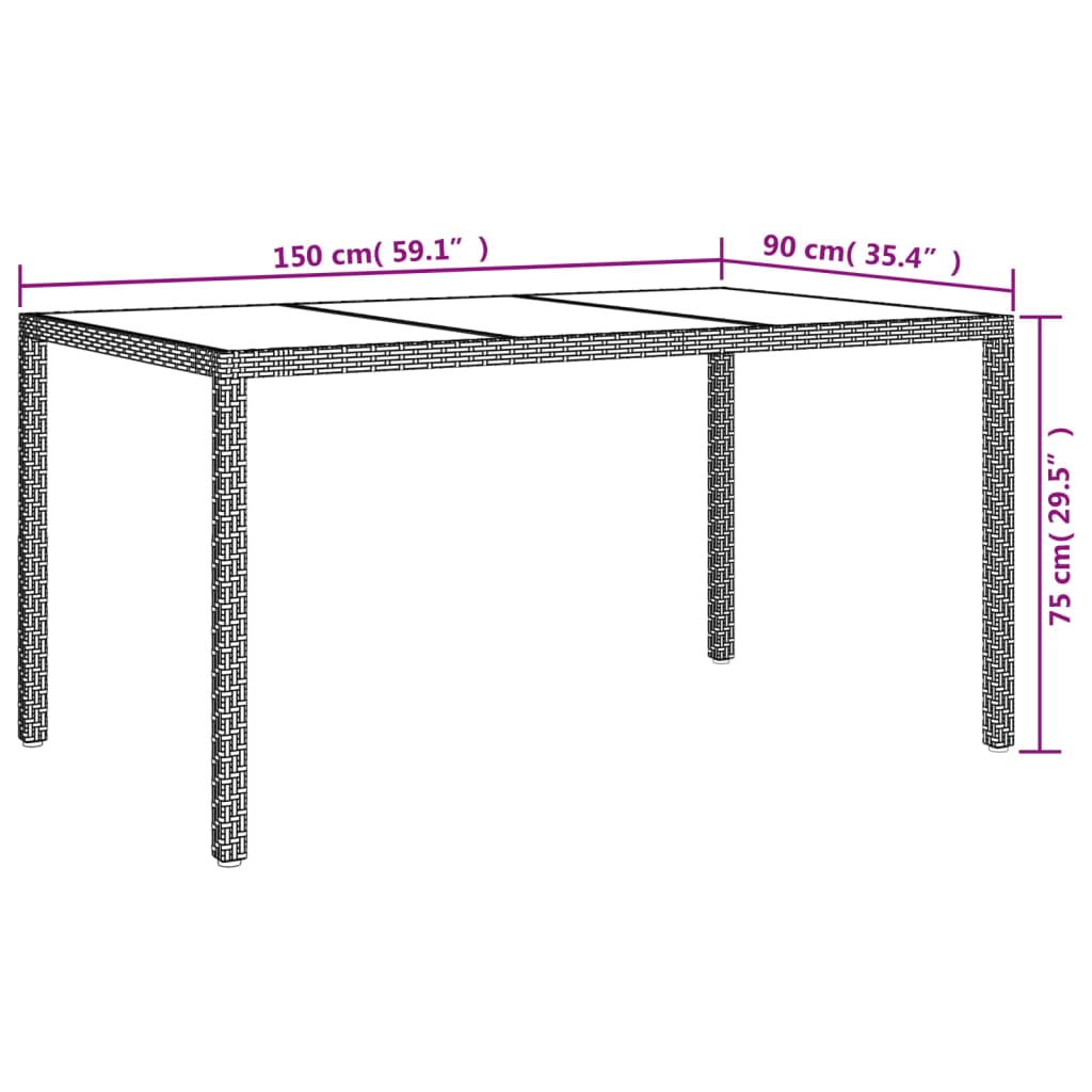 Set da Pranzo da Giardino 7 pz Nero con Cuscini in Polyrattan 3187319