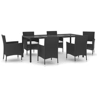 Set da Pranzo da Giardino 7 pz Nero con Cuscini in Polyrattancod mxl 100635