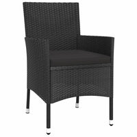 Set da Pranzo da Giardino 3 pz con Cuscini Nero in Polyrattan 3187324