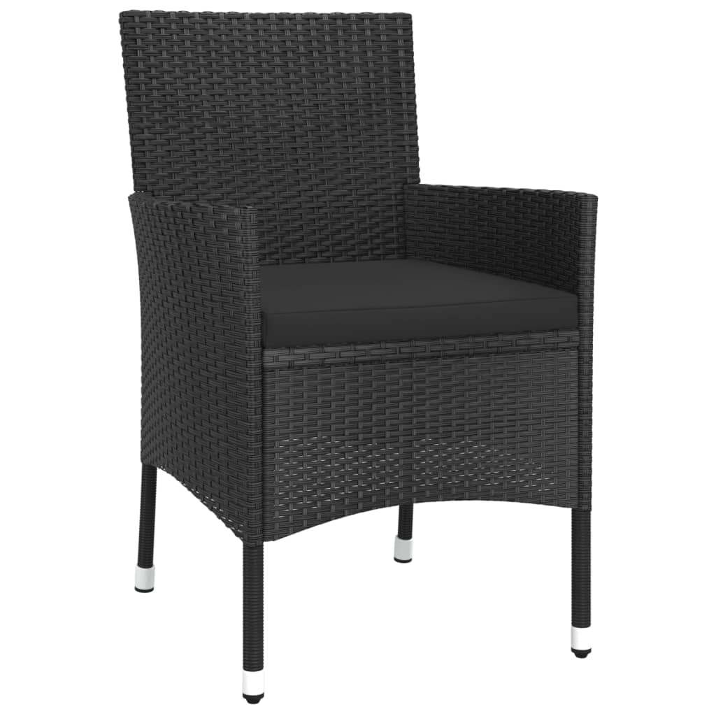 Set da Pranzo da Giardino 5 pz Nero con Cuscini in Polyrattan 3187325