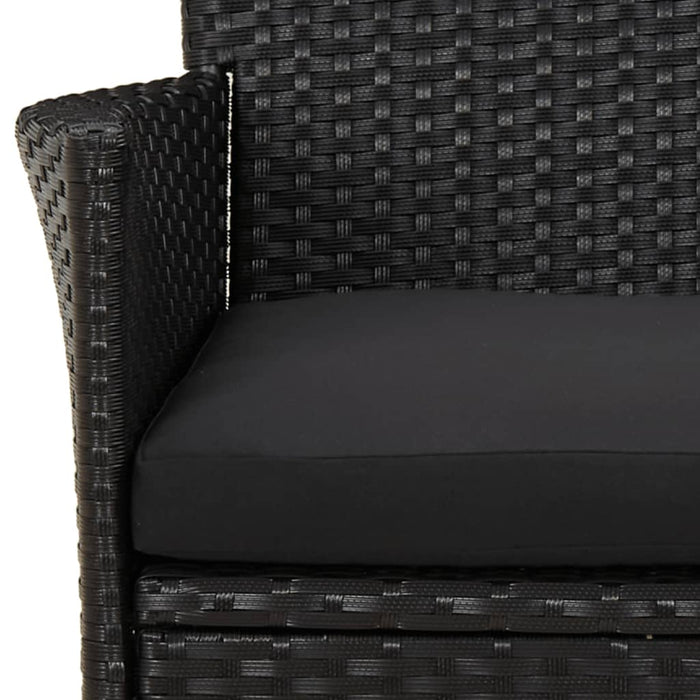 Set da Pranzo da Giardino 5 pz Nero con Cuscini in Polyrattan 3187325