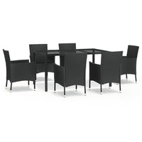 Set da Pranzo da Giardino 7 pz Nero con Cuscini in Polyrattan 3187327