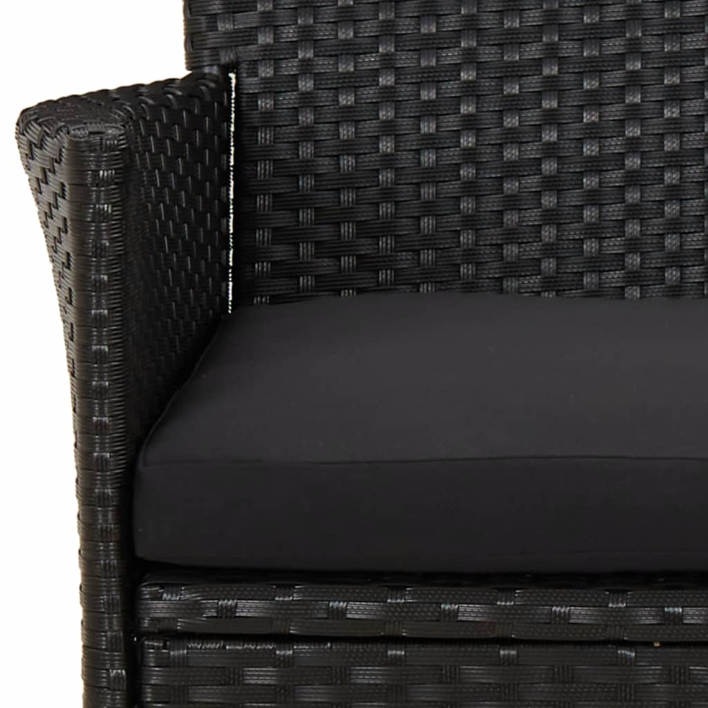 Set da Pranzo da Giardino 7 pz Nero con Cuscini in Polyrattan 3187327