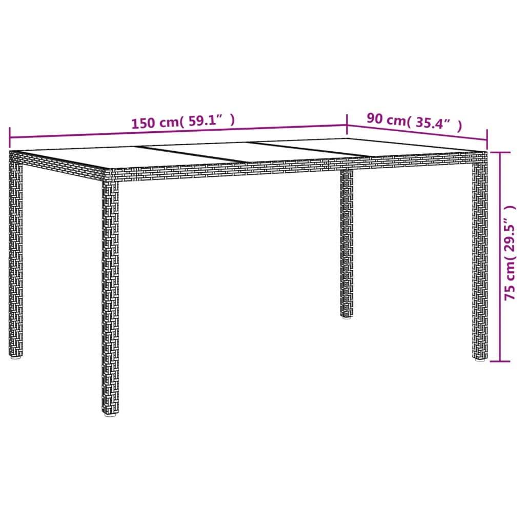 Set da Pranzo da Giardino 7 pz Nero con Cuscini in Polyrattan 3187327