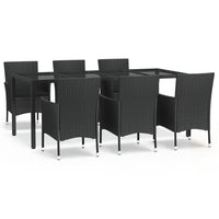 Set da Pranzo da Giardino 7 pz Nero con Cuscini in Polyrattancod mxl 76681