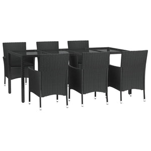 Set da Pranzo da Giardino 7 pz Nero con Cuscini in Polyrattancod mxl 76681