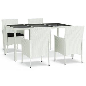 Set da Pranzo da Giardino 5 pz con Cuscini in Polyrattan Biancocod mxl 76679